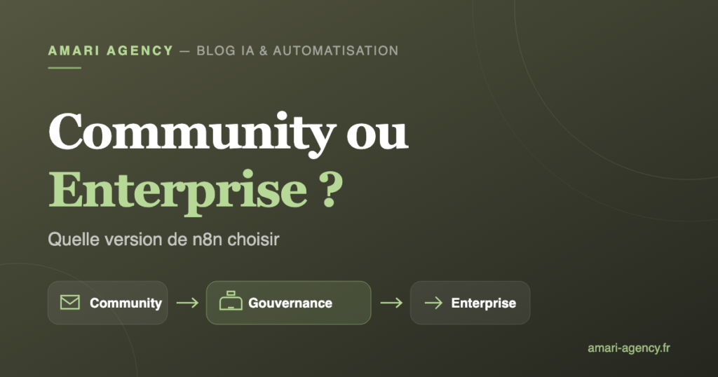 Illustration comparatif : n8n Community ou Enterprise, gouvernance et licence